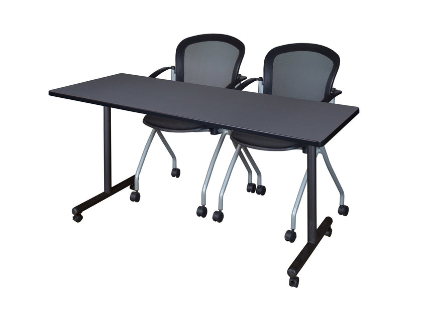 Regency Kobe Professional Mobile T - Base Training Table & 2 Cadence Nesting Chairs 66"W x 24"D x 29"H (REG - MKTRCC6624 - CAD) - SchoolOutlet