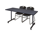 Regency Kobe Professional Mobile T - Base Training Table & 2 Zeng Stack Chairs - 66