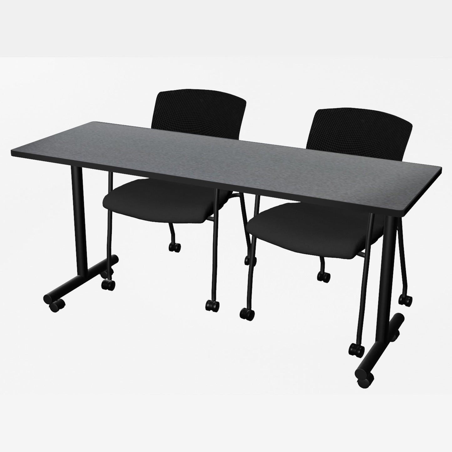 Regency Kobe Professional Mobile T - Base Training Table & 2 Knight Mesh Chairs 66"W x 24"D x 29"H (REG - MKTRCC6624 - KNM) - SchoolOutlet