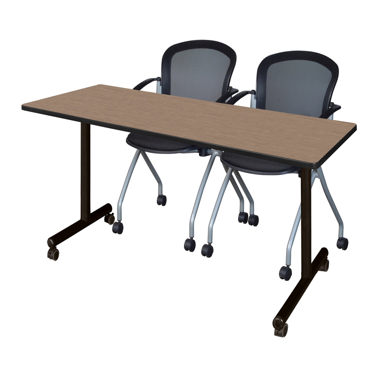Regency Kobe Professional Mobile T - Base Training Table & 2 Cadence Nesting Chairs 66"W x 24"D x 29"H (REG - MKTRCC6624 - CAD) - SchoolOutlet