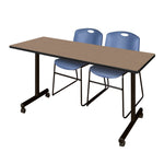Regency Kobe Professional Mobile T - Base Training Table & 2 Zeng Stack Chairs - 66