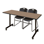 Regency Kobe Professional Mobile T - Base Training Table & 2 Zeng Stack Chairs - 66