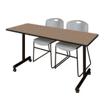 Regency Kobe Professional Mobile T - Base Training Table & 2 Zeng Stack Chairs - 66