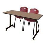 Regency Kobe Professional Mobile T - Base Training Table & 2 M Stack Chairs 66