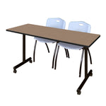 Regency Kobe Professional Mobile T - Base Training Table & 2 M Stack Chairs 66