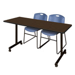 Regency Kobe Professional Mobile T - Base Training Table & 2 Zeng Stack Chairs - 66