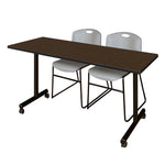 Regency Kobe Professional Mobile T - Base Training Table & 2 Zeng Stack Chairs - 66