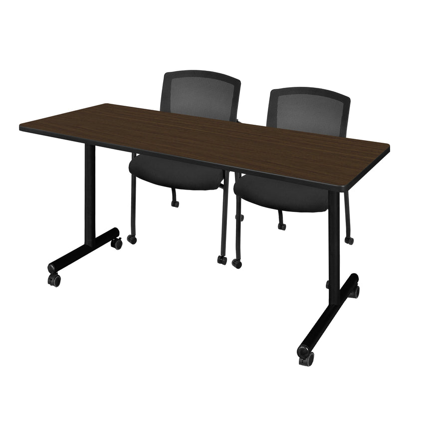 Regency Kobe Professional Mobile T - Base Training Table & 2 Knight Mesh Chairs 66"W x 24"D x 29"H (REG - MKTRCC6624 - KNM) - SchoolOutlet