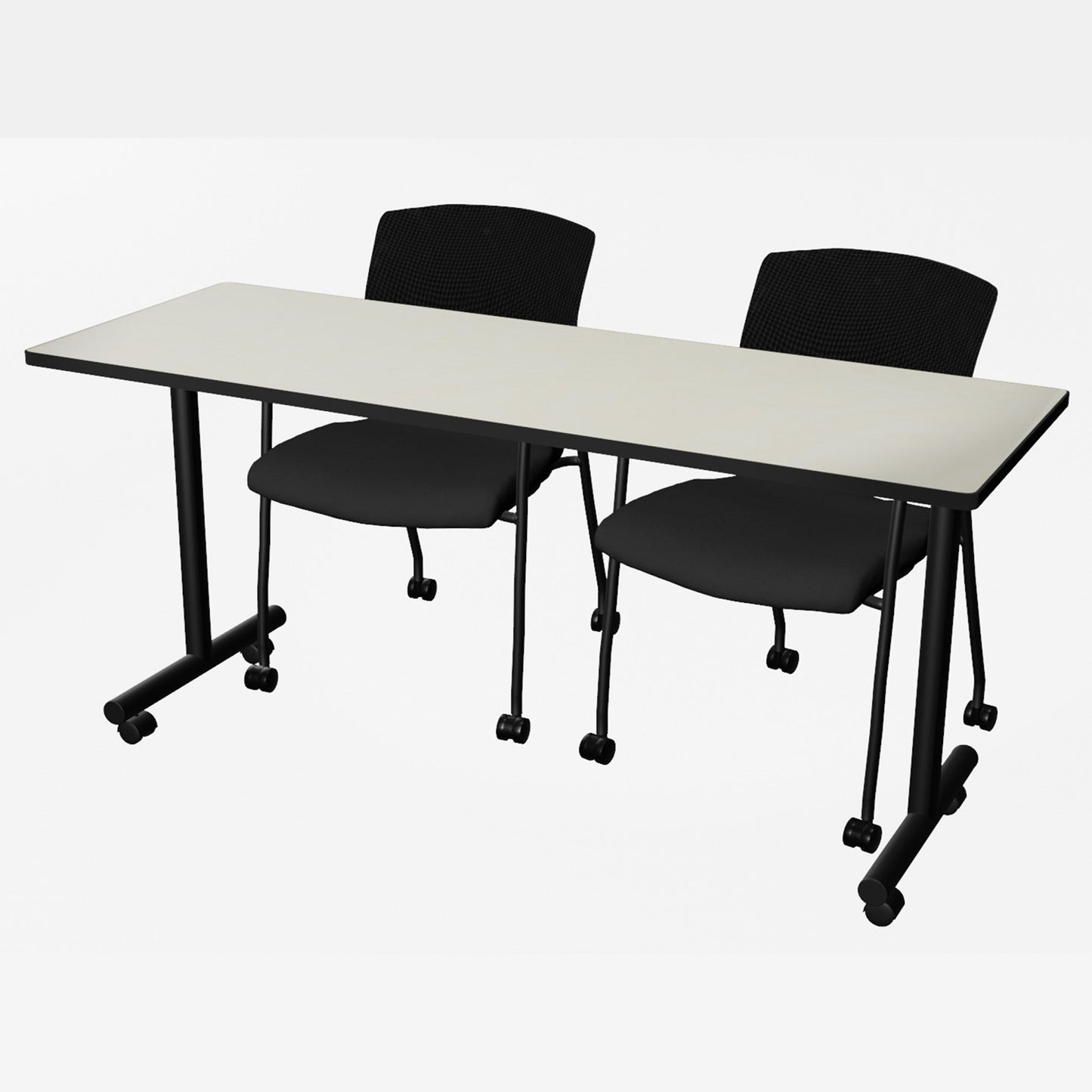 Regency Kobe Professional Mobile T - Base Training Table & 2 Knight Mesh Chairs 66"W x 24"D x 29"H (REG - MKTRCC6624 - KNM) - SchoolOutlet