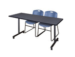 Regency Kobe Professional Mobile T - Base Training Table & 2 Zeng Stack Chairs 72