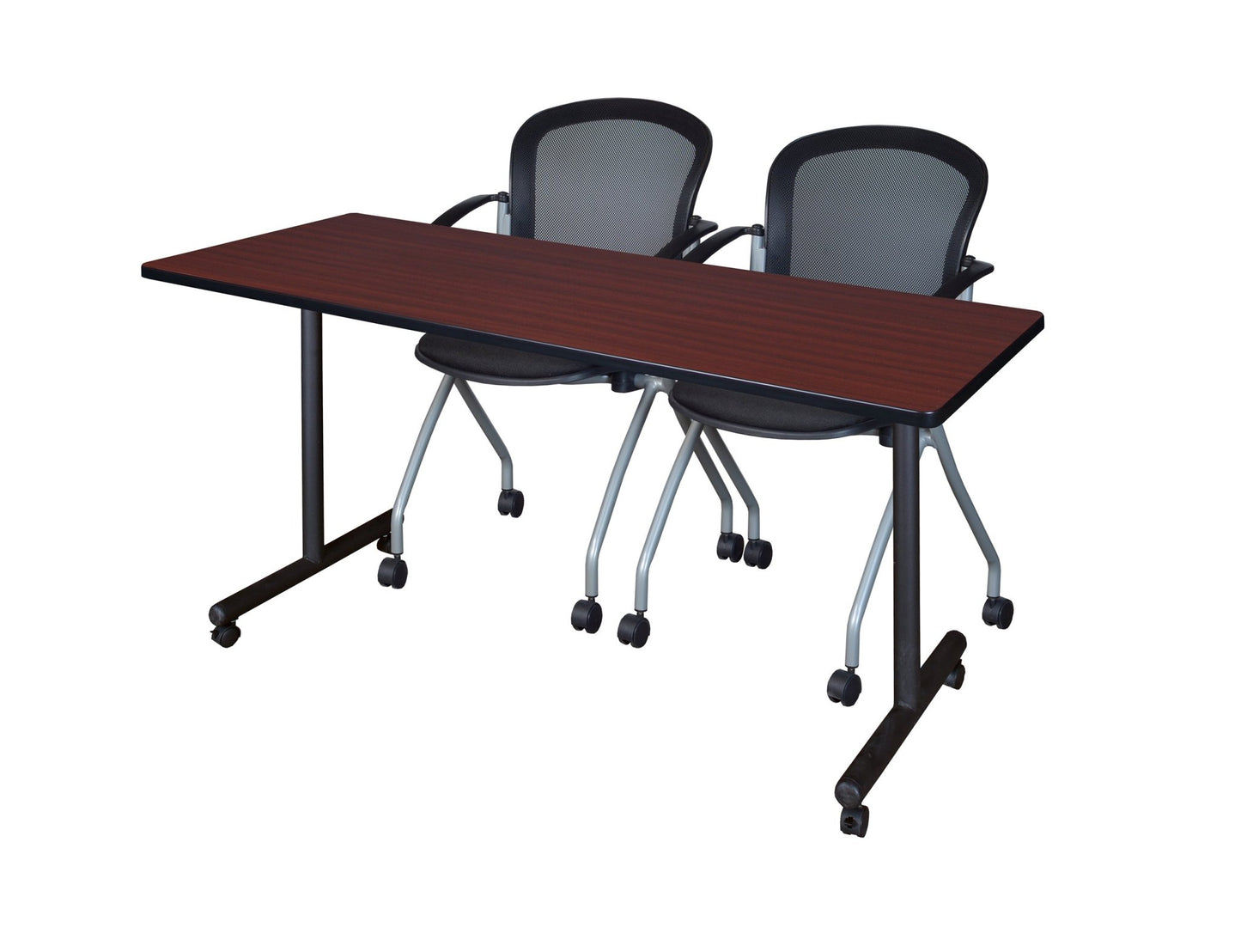 Regency Kobe Professional Mobile T - Base Training Table & 2 Cadence Nesting Chairs 72"W x 24"D x 29"H (REG - MKTRCC7224 - CAD) - SchoolOutlet