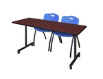 Regency Kobe Professional Mobile T - Base Training Table & 2 M Stack Chairs 72