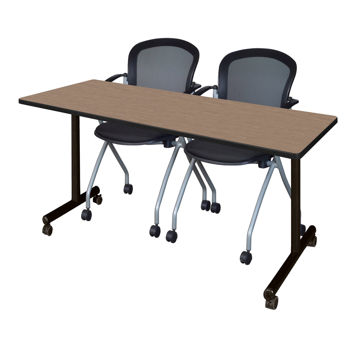 Regency Kobe Professional Mobile T - Base Training Table & 2 Cadence Nesting Chairs 72"W x 24"D x 29"H (REG - MKTRCC7224 - CAD) - SchoolOutlet