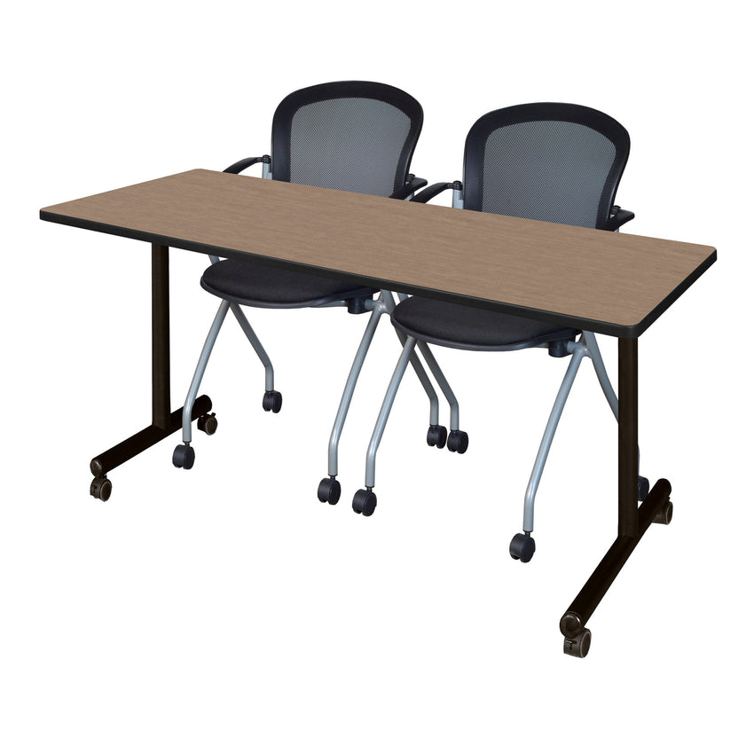 Regency Kobe Professional Mobile T - Base Training Table & 2 Cadence Nesting Chairs 72"W x 24"D x 29"H (REG - MKTRCC7224 - CAD) - SchoolOutlet
