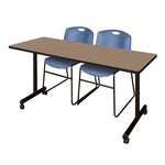 Regency Kobe Professional Mobile T - Base Training Table & 2 Zeng Stack Chairs 72