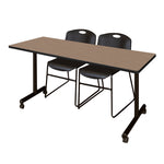 Regency Kobe Professional Mobile T - Base Training Table & 2 Zeng Stack Chairs 72