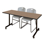 Regency Kobe Professional Mobile T - Base Training Table & 2 Zeng Stack Chairs 72