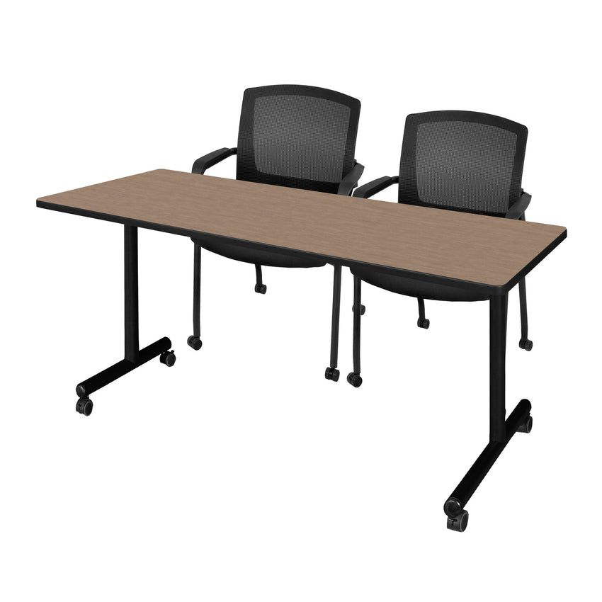 Regency Kobe Professional Mobile T - Base Training Table & 2 Knight Mesh Chairs - 72"W x 24"D x 29"H (REG - MKTRCC7224 - KNM) - SchoolOutlet