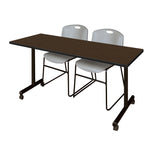 Regency Kobe Professional Mobile T - Base Training Table & 2 Zeng Stack Chairs 72