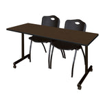 Regency Kobe Professional Mobile T - Base Training Table & 2 M Stack Chairs 72