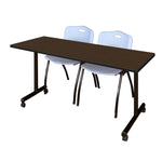 Regency Kobe Professional Mobile T - Base Training Table & 2 M Stack Chairs 72