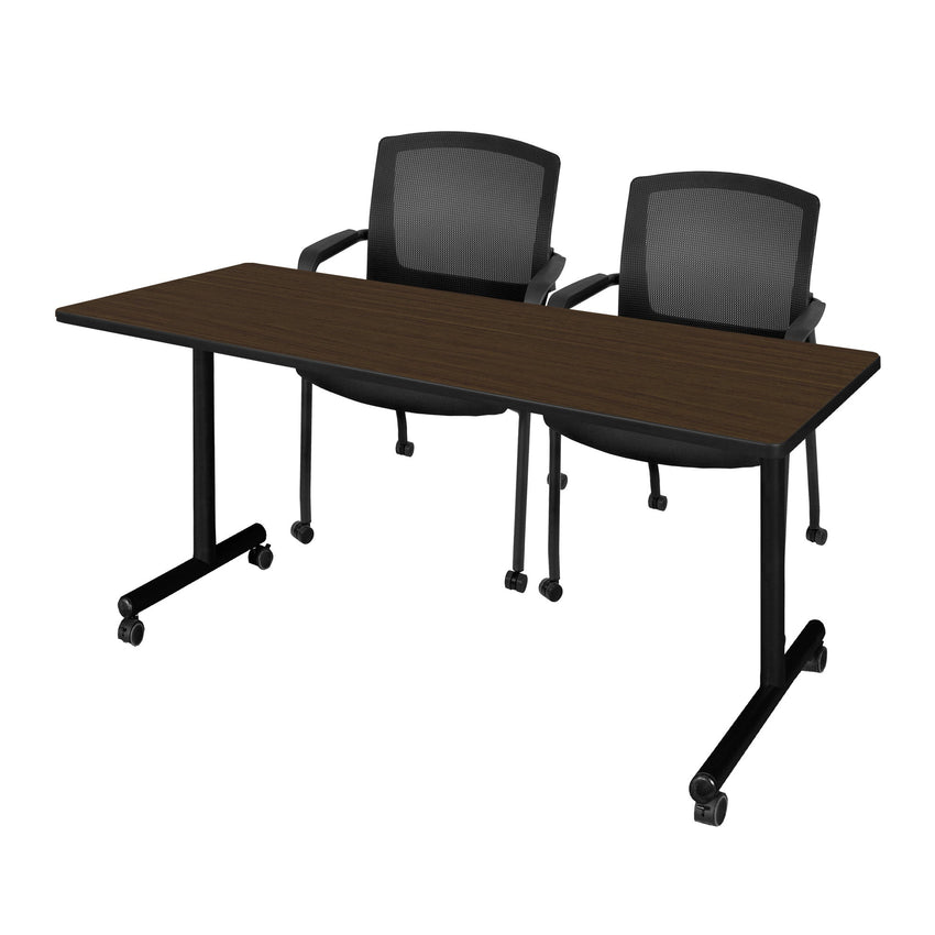 Regency Kobe Professional Mobile T - Base Training Table & 2 Knight Mesh Chairs - 72"W x 24"D x 29"H (REG - MKTRCC7224 - KNM) - SchoolOutlet
