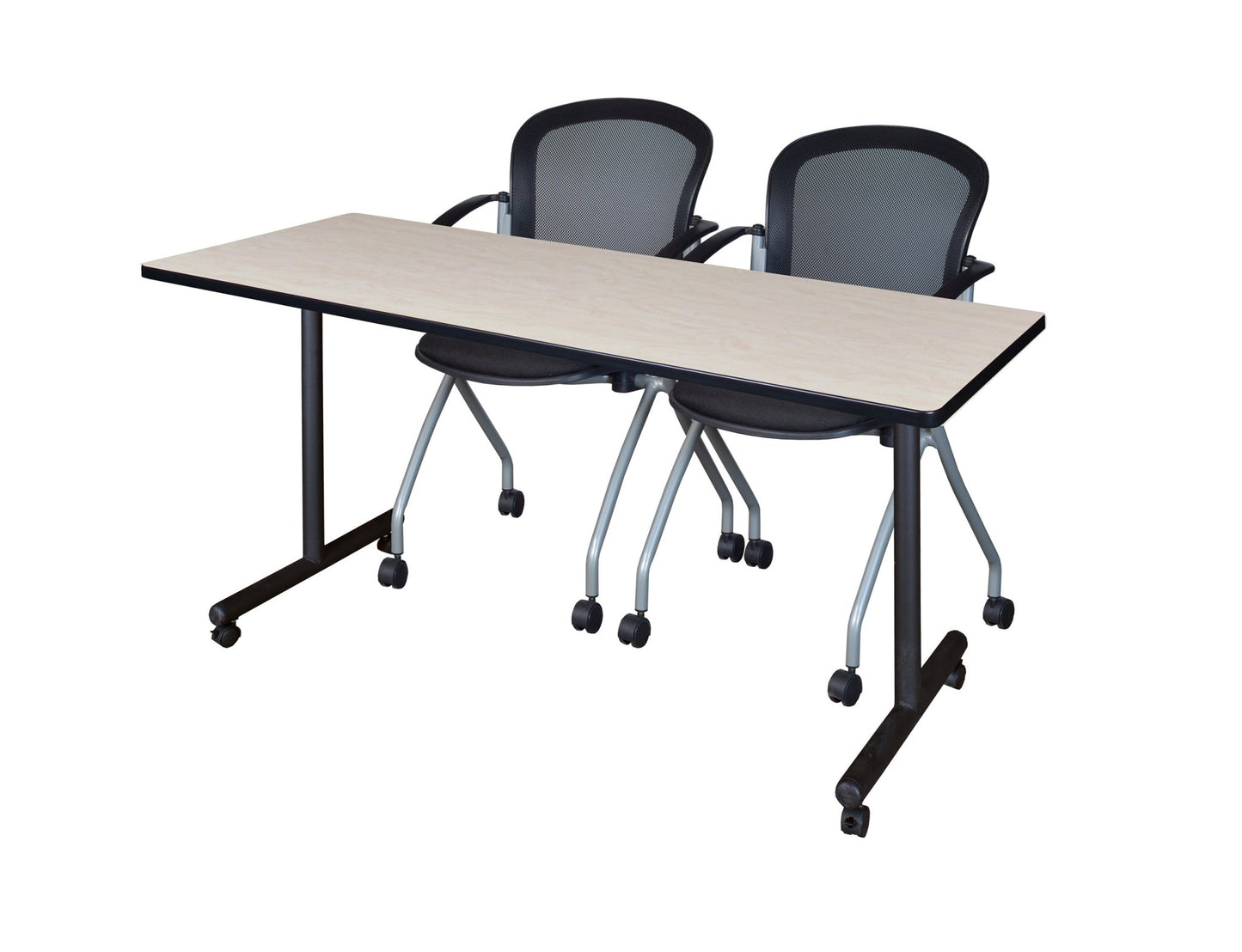 Regency Kobe Professional Mobile T - Base Training Table & 2 Cadence Nesting Chairs 72"W x 24"D x 29"H (REG - MKTRCC7224 - CAD) - SchoolOutlet