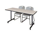 Regency Kobe Professional Mobile T - Base Training Table & 2 Zeng Stack Chairs 72