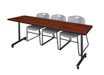 Regency Kobe Professional Mobile T - Base Training Table & 3 Zeng Stack Chairs 84
