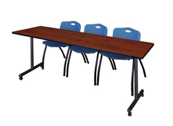 Regency Kobe Professional Mobile T-Base Training Table & 3 M Stack Chairs 84"W x 24"D x 29"H (REG-MKTRCC8424-3M)