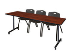 Regency Kobe Professional Mobile T - Base Training Table & 3 M Stack Chairs 84