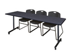 Regency Kobe Professional Mobile T - Base Training Table & 3 Zeng Stack Chairs 84
