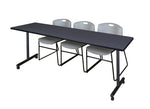 Regency Kobe Professional Mobile T - Base Training Table & 3 Zeng Stack Chairs 84