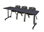 Regency Kobe Professional Mobile T - Base Training Table & 3 M Stack Chairs 84