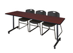 Regency Kobe Professional Mobile T - Base Training Table & 3 Zeng Stack Chairs 84