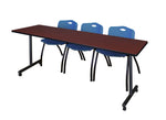 Regency Kobe Professional Mobile T - Base Training Table & 3 M Stack Chairs 84