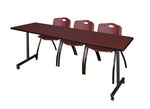 Regency Kobe Professional Mobile T - Base Training Table & 3 M Stack Chairs 84