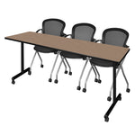 Regency Kobe Professional Mobile T - Base Training Table & 3 Cadence Nesting Chairs 84