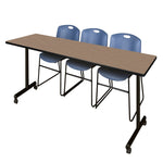 Regency Kobe Professional Mobile T - Base Training Table & 3 Zeng Stack Chairs 84