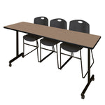 Regency Kobe Professional Mobile T - Base Training Table & 3 Zeng Stack Chairs 84