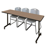 Regency Kobe Professional Mobile T - Base Training Table & 3 Zeng Stack Chairs 84