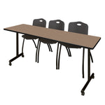 Regency Kobe Professional Mobile T - Base Training Table & 3 M Stack Chairs 84