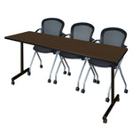 Regency Kobe Professional Mobile T - Base Training Table & 3 Cadence Nesting Chairs 84