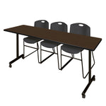 Regency Kobe Professional Mobile T - Base Training Table & 3 Zeng Stack Chairs 84
