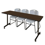 Regency Kobe Professional Mobile T - Base Training Table & 3 Zeng Stack Chairs 84