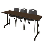 Regency Kobe Professional Mobile T - Base Training Table & 3 M Stack Chairs 84
