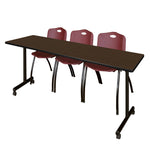Regency Kobe Professional Mobile T - Base Training Table & 3 M Stack Chairs 84