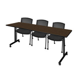 Regency Kobe Professional Mobile T - Base Training Table & 3 Knight Mesh Chairs 84