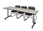 Regency Kobe Professional Mobile T - Base Training Table & 3 Zeng Stack Chairs 84