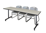 Regency Kobe Professional Mobile T - Base Training Table & 3 Zeng Stack Chairs 84